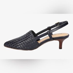 Bella Vita Kaisley Navy Woven Slingback Heels with box-wide